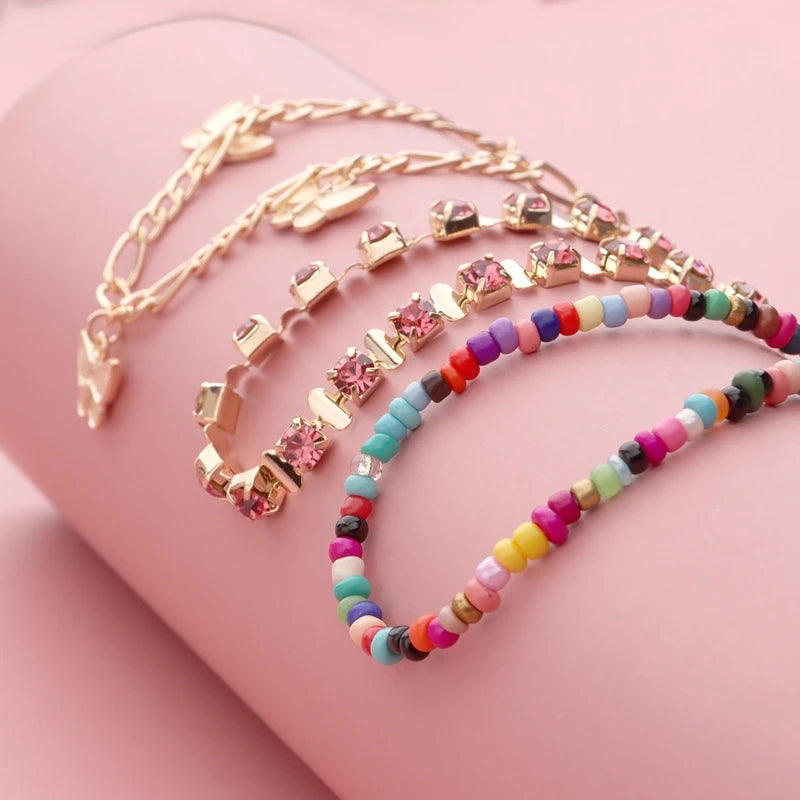 Foot Chain Colorful Bead Anklet Decorative Pendant