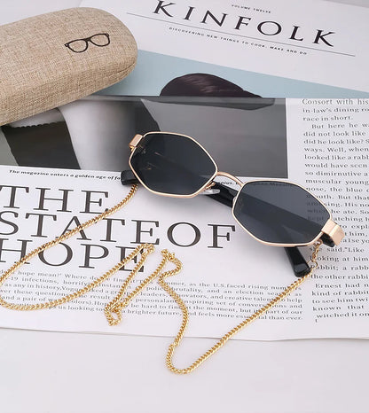 Sexy Small Frame Hexagon Sunglasses Women With Chain