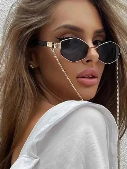 Sexy Small Frame Hexagon Sunglasses Women With Chain