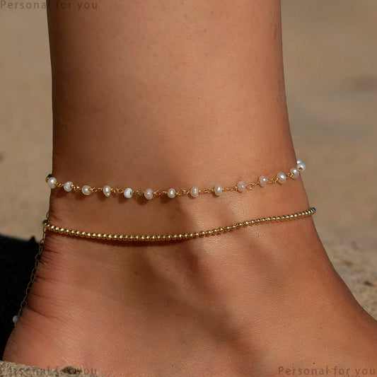 Anklets for Women Gold Color Pearl Ankle Bracelet